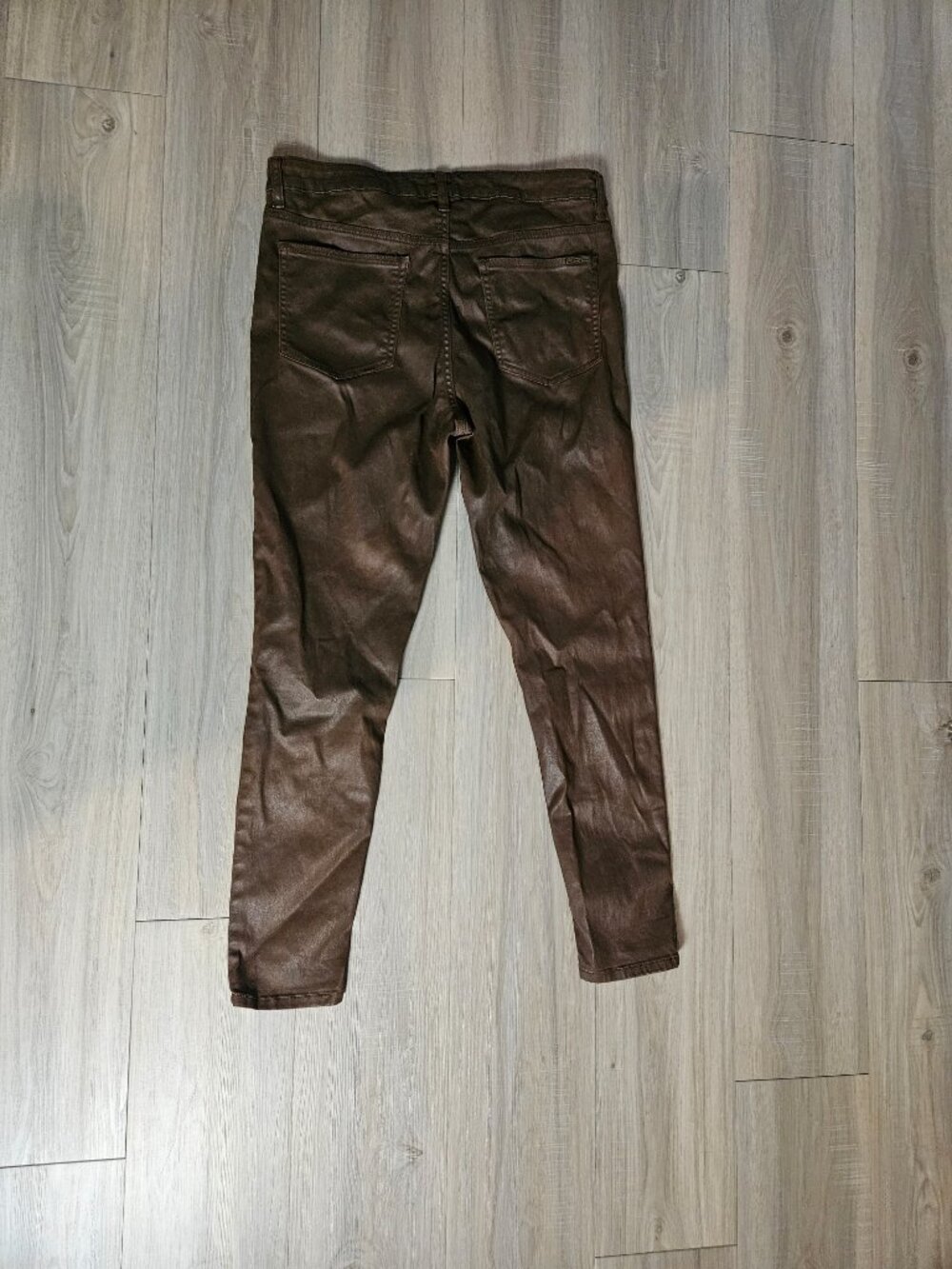 Ralph Lauren Brown Waxed Denim Skinny Pants Size 12 - Picture 5 of 6